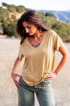 Mellow Yellow V-Neck Short Sleeve Top- Mustard