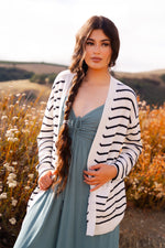 Moment In Time Open Stripe Cardigan- Black/Ivory