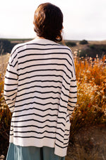Moment In Time Open Stripe Cardigan- Black/Ivory