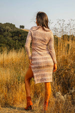 striped midi length sweater dress