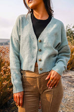 Seafoam Cropped Cardigan - Green