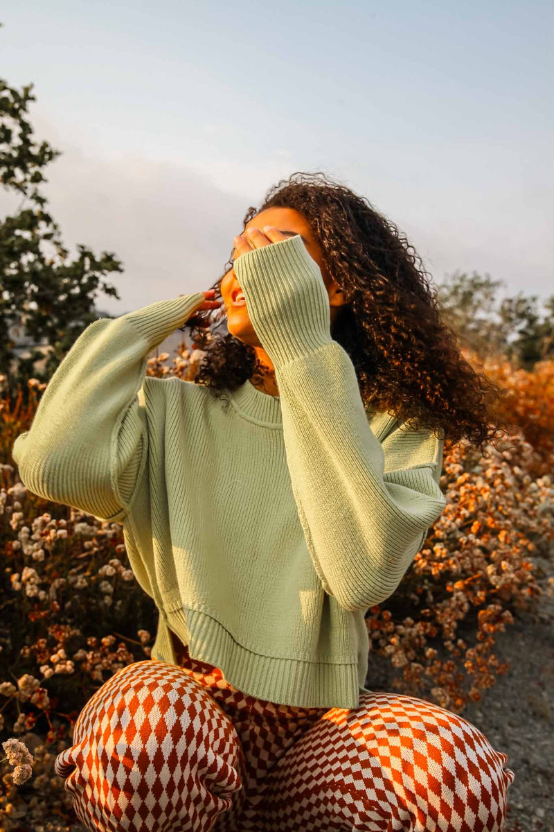Key Lime Cropped Sweater - Light Green