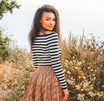 Free to Dream Ribbed Off The Shoulder Striped Top - Black/White