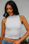Genevieve Mock Neck Tank - White