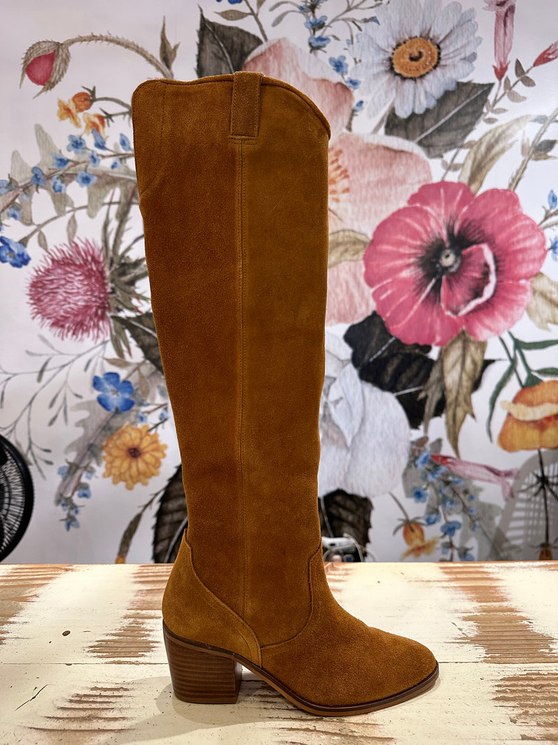 Sbicca Faux Suede Knee High Boot - Cognac