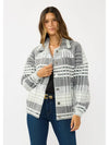 Silver Dusk Plaid Button Down Jacket- Gray/Ivory