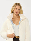 Cloud Nine Faux Fur Zip Up Contrast Lining- Ivory/Blue