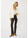 Cloud Nine Faux Fur Zip Up Contrast Lining- Ivory/Blue