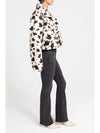 Western Charm Cow Print Faux Fur Coat - Black/White
