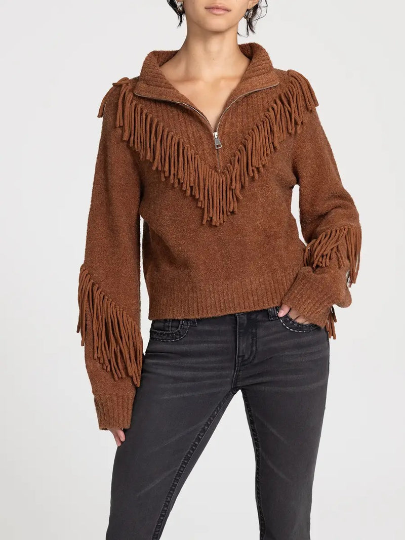 Rustwood Fringe/Tassel Detail Pullover - Mocha