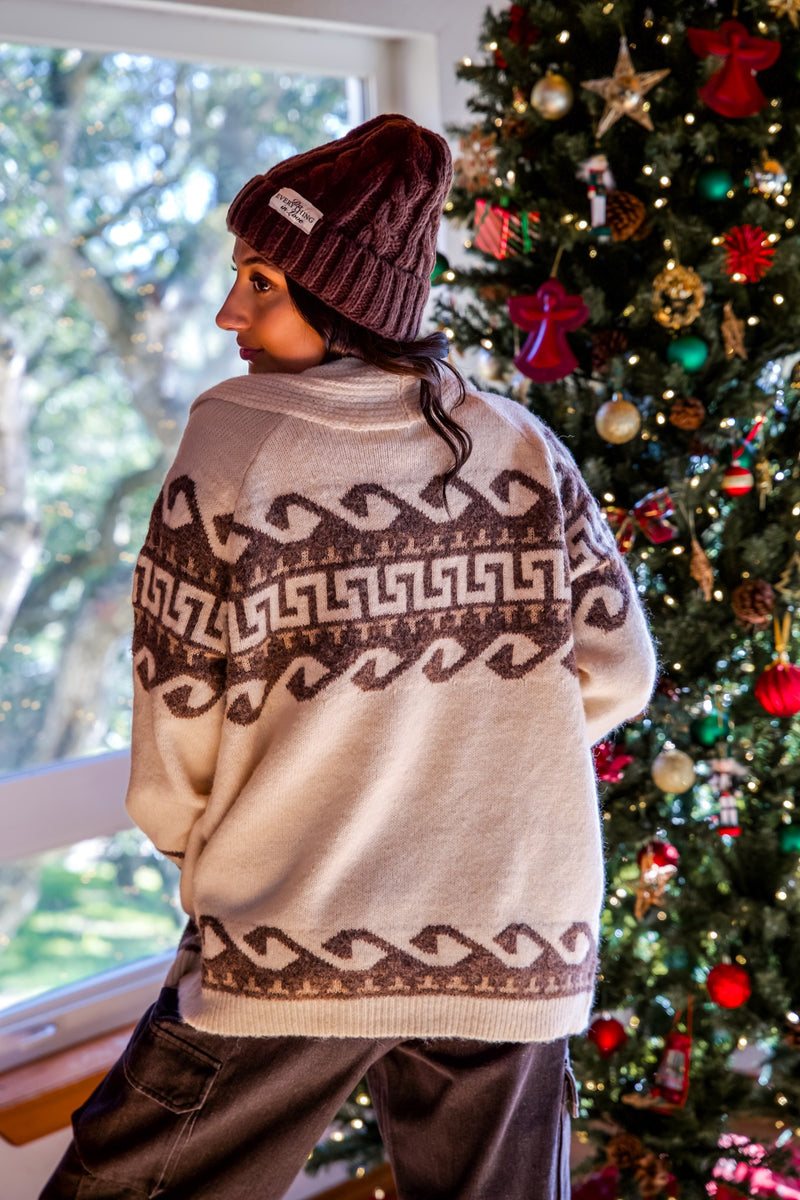 Forever Lodging Open Knit Cardigan - Cream/Mocha