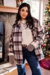 Cozy Timber Plaid Button Front Oversized Shacket-Ivory/Gray/Brown