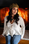 First Frost Tie Front Knit Sweater- Ivory