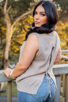 Sipping Cider Sleeveless Open Back Knit Top - Oatmeal