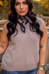 Sipping Cider Sleeveless Open Back Knit Top - Oatmeal