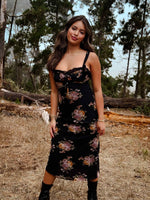 Midnight Bloom Slip Floral Dress - Black/Multi