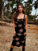 Midnight Bloom Slip Floral Dress - Black/Multi