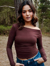 Cafe Noir Asymmetrical Long Sleeve- Chocolate