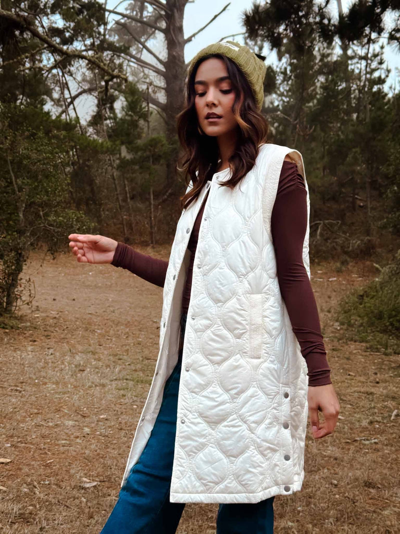 Marshmallow Magic Quilted Down Vest - White