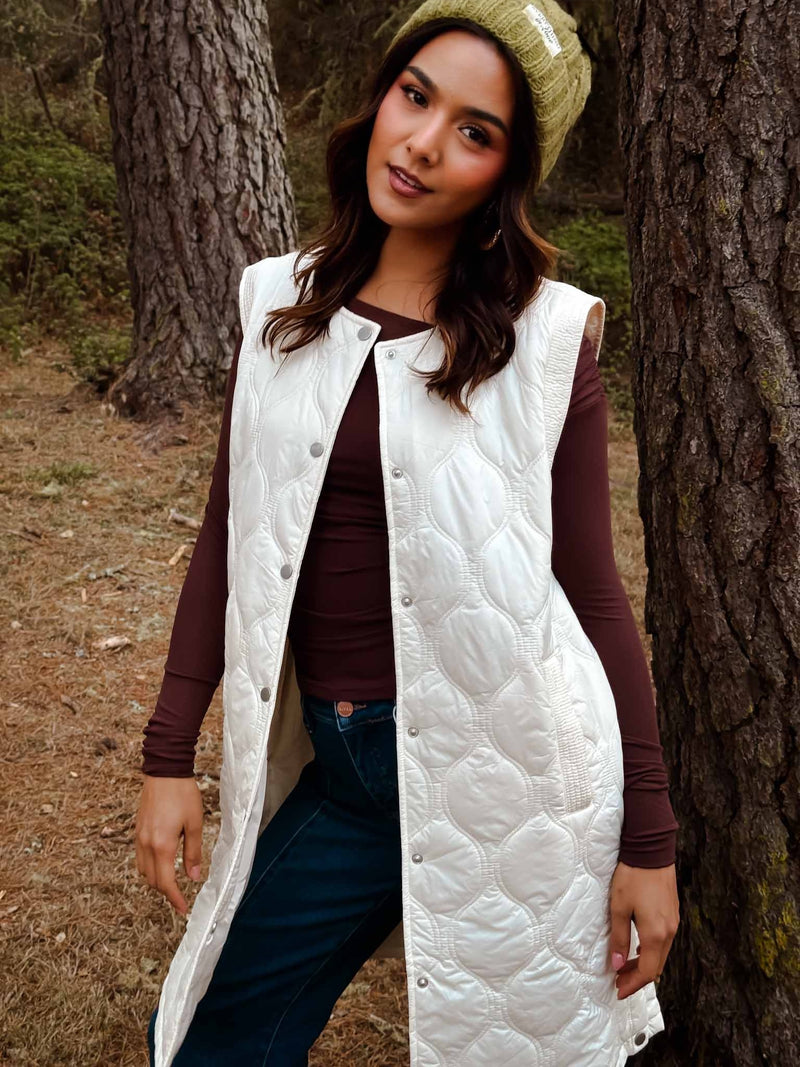 Marshmallow Magic Quilted Down Vest - White