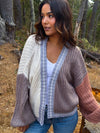 Sunset Haze Open Front Crochet Sweater- Cream/Mocha