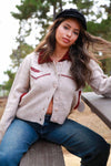 Feather Canyon Knit Embroidered Sweater - Heather Gray/Wine