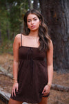 Espresso Daydream Eyelet Dress Knit Contrast- Chocolate