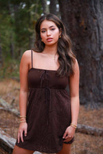 Espresso Daydream Eyelet Dress Knit Contrast- Chocolate