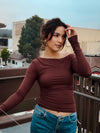 Cafe Noir Asymmetrical Long Sleeve- Chocolate