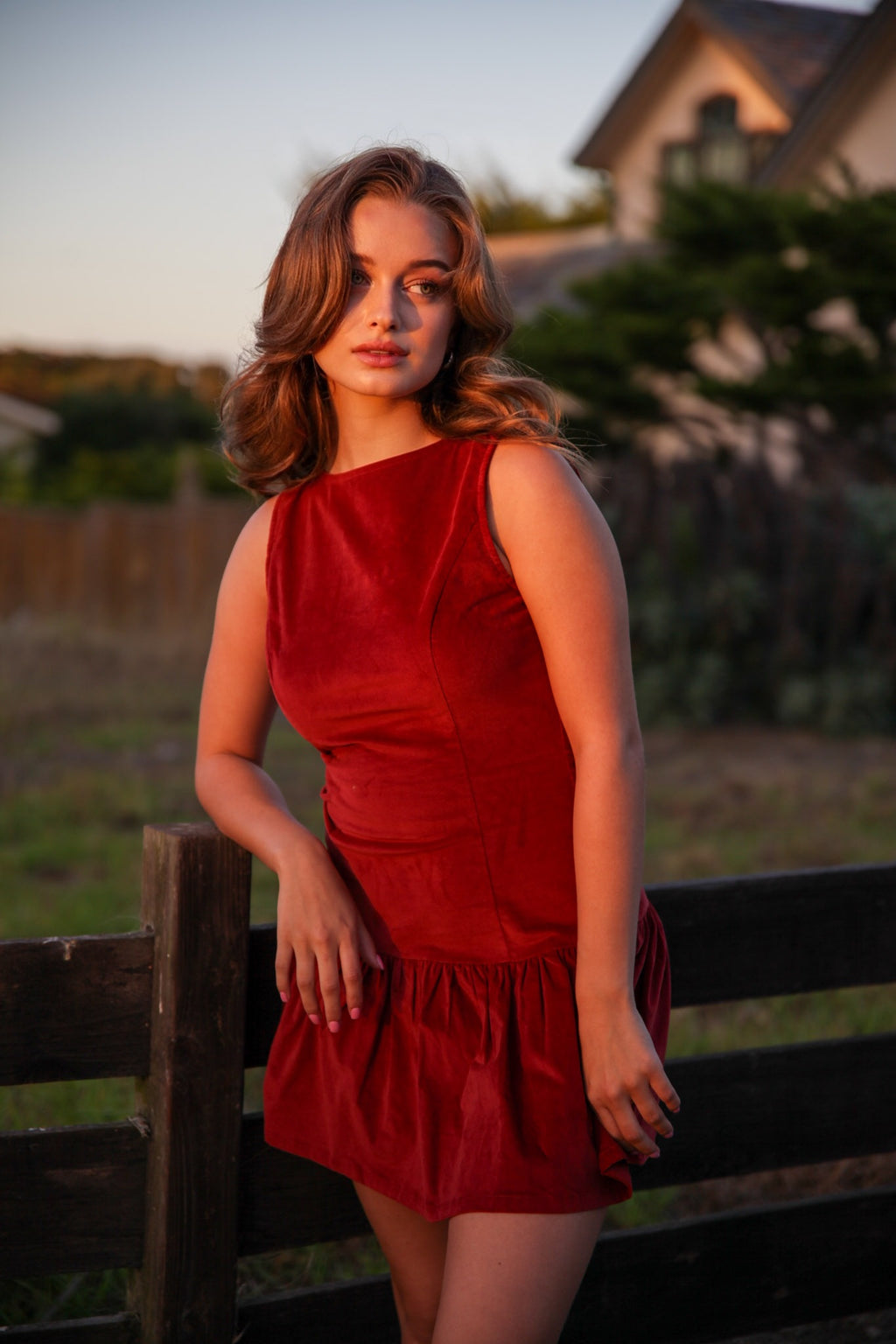 Fall Desire Boat Neck Corduroy Mini Dress-Chili