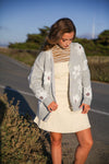 Lovely Lady Square Neck Mini Denim Dress- Ecru