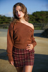 Lizzie Off Shoulder Sweater- Cafe