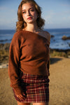 Gather in Bliss Plaid Stretch Mini Skirt- Burgundy