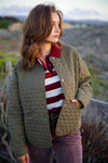 Love Is Loud Quilted Collarless Heart Jacket- Olive