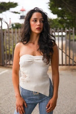 Siren Song Strapless Medallion Crochet Top- Ivory