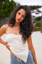 Siren Song Strapless Medallion Crochet Top- Ivory