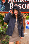 Love Is Loud Quilted Collarless Heart Jacket- Black