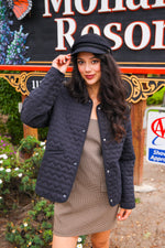 Love Is Loud Quilted Collarless Heart Jacket- Black