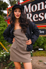 Love Is Loud Quilted Collarless Heart Jacket- Black