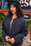 Love Is Loud Quilted Collarless Heart Jacket- Black