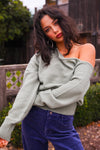 Lizzie Off Shoulder Sweater- Sage