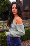 Lizzie Off Shoulder Sweater- Sage