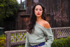 Lizzie Off Shoulder Sweater- Sage