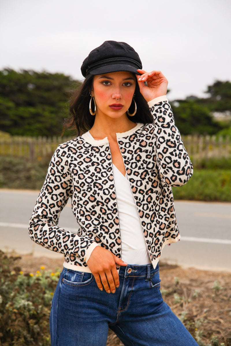 Born to Be Wild Leopard Sweater- Tan/Black