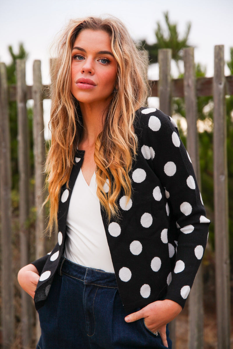 Pretty Thoughts Polka Dot Sweater- Black/White