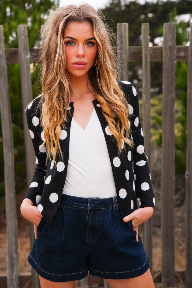 Pretty Thoughts Polka Dot Sweater- Black/White