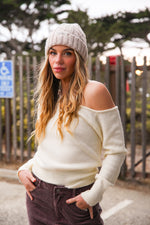 Lizzie Off Shoulder Sweater- Ivory