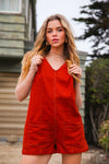 Pumpkin Path Romper Overalls Cotton- Rust