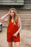 Pumpkin Path Romper Overalls Cotton- Rust