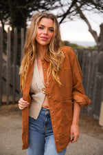 Spiced Chai Corduroy Jacket Double Layer Pocket- Camel
